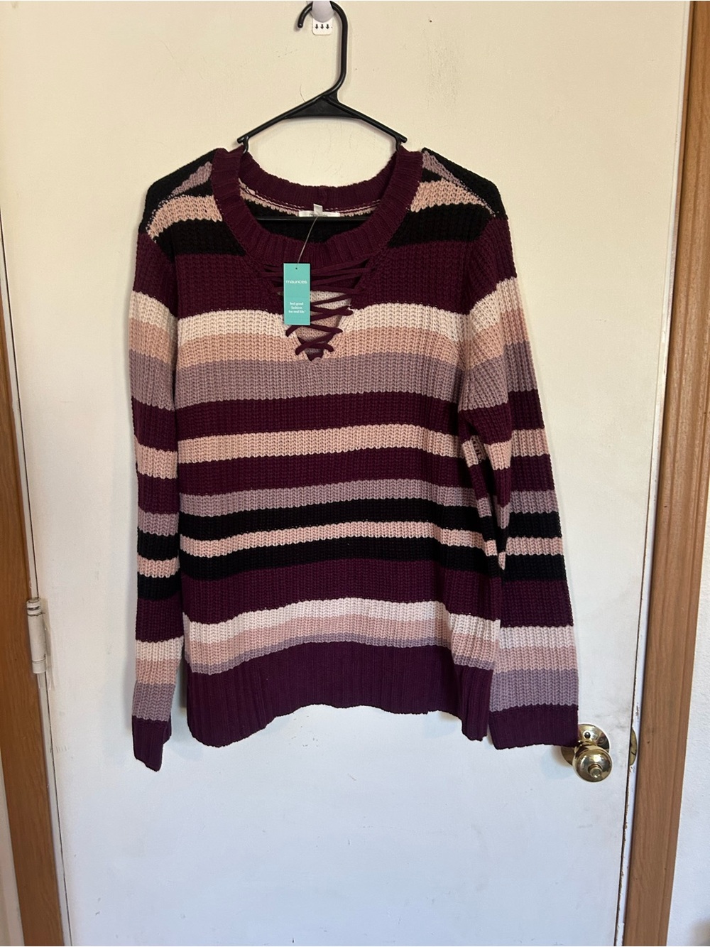 NWT Maurice's XL Multicolor knit Sweater Cutout at neck